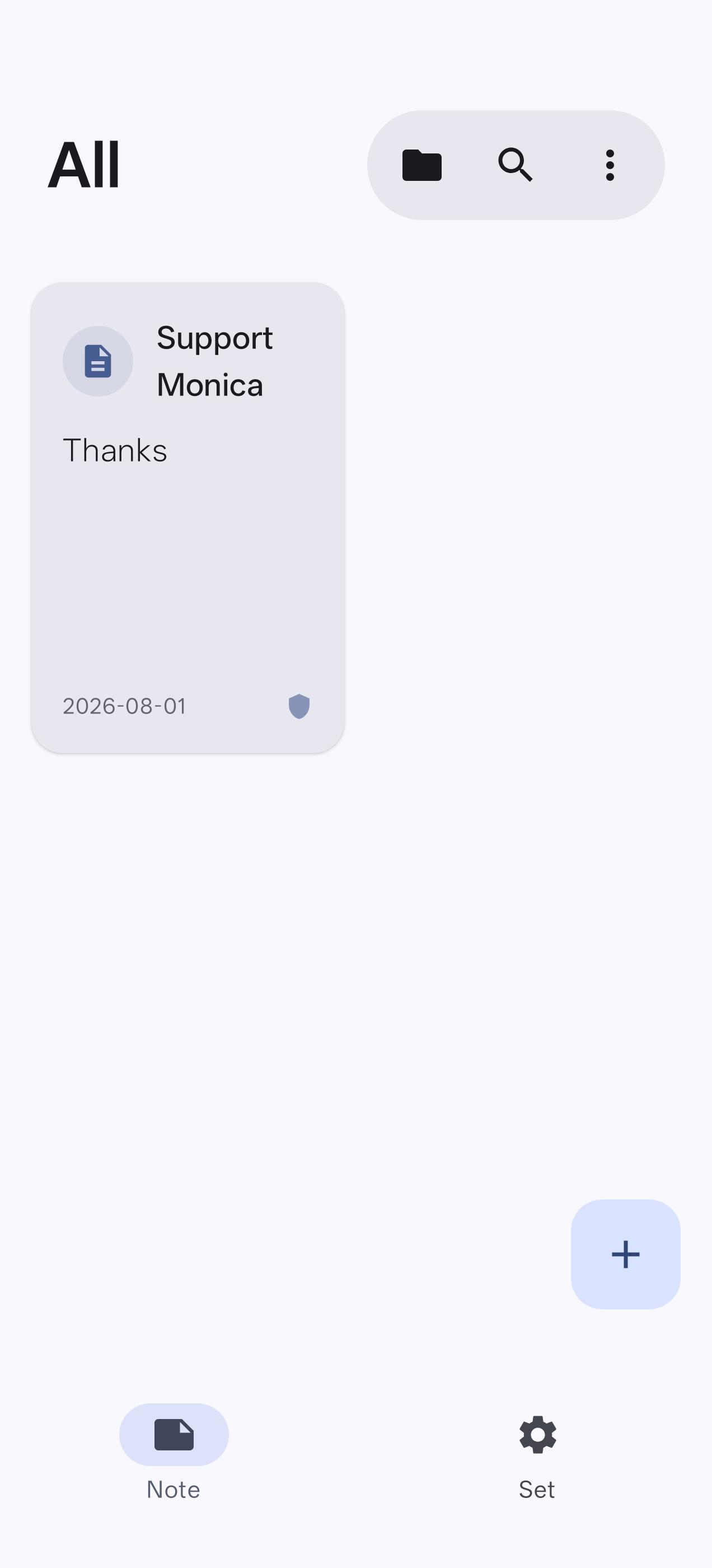 Secure Notes Screen