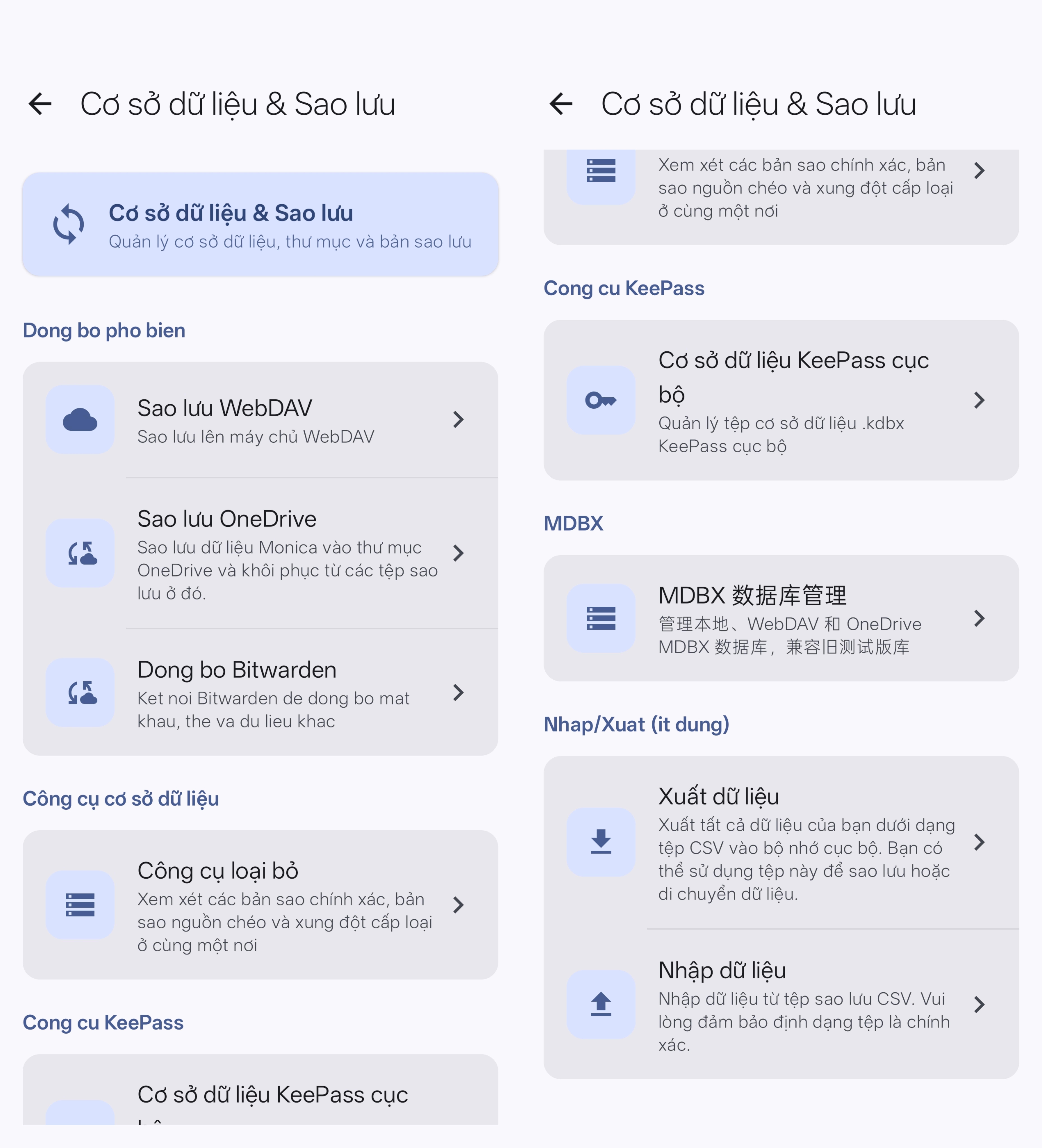 Màn hình Dòng thời gian và Thùng rác